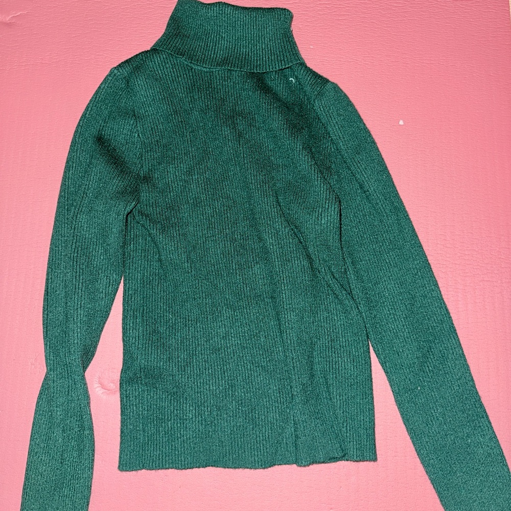 Green Knit Turtleneck Sweater Long Sleeve size medium